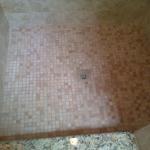 MOSAIC 1X1 SHOWER FLOOR TILE AND GRANITE CURB