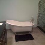 CLAWFOOT TUB AFTER WALLS REMOVED MADE OPEN "GREAT TO FILL THE SPACE" DRAIN AND FAUCET SOILD BRUSHED NICKEL